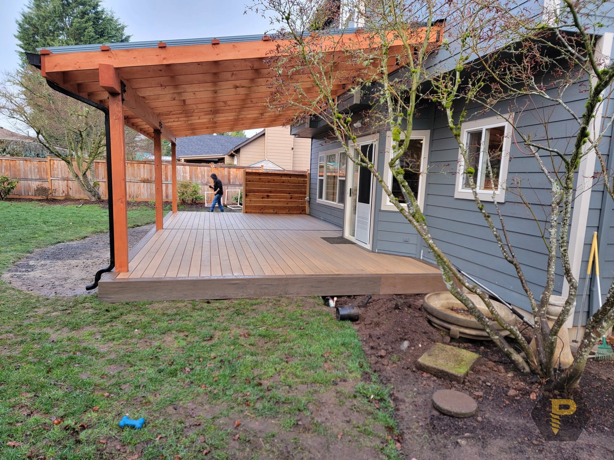 Covered pergola and composite decking with carefully finished edges